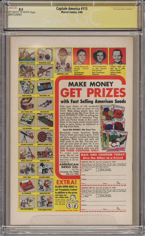 Captain America #113 CGC SS (8.5) Signed by Jim Steranko