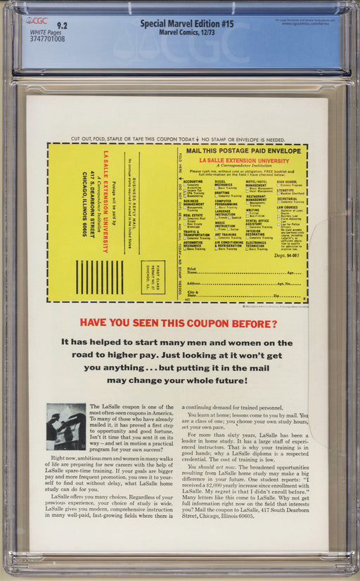 Special Marvel Edition #15 CGC (9.2)